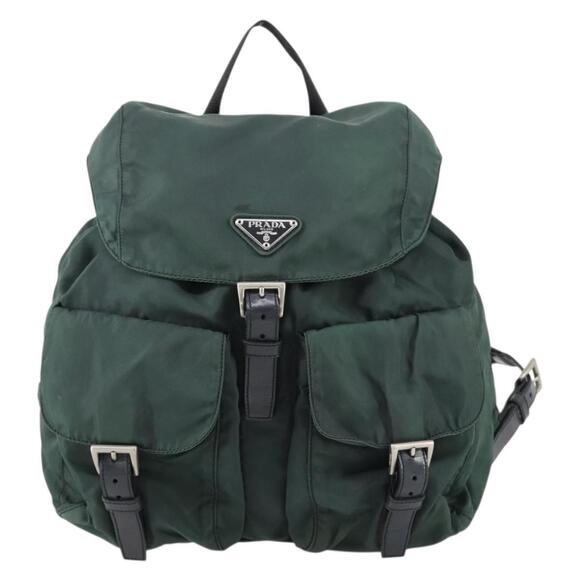 PRADA Backpack Nylon Green Silver Auth 154589 main image 10